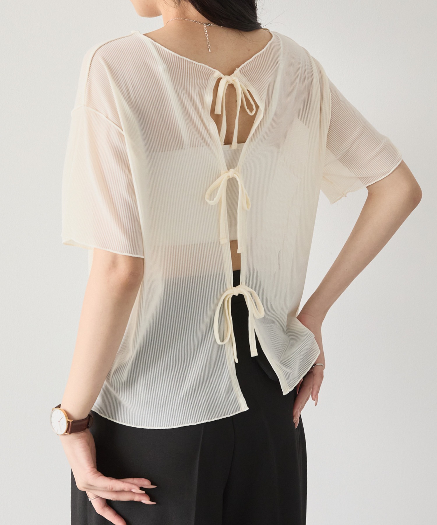 アウトリンキング2WAYシアー半袖カーディガン MONO-MART│MONO-MART