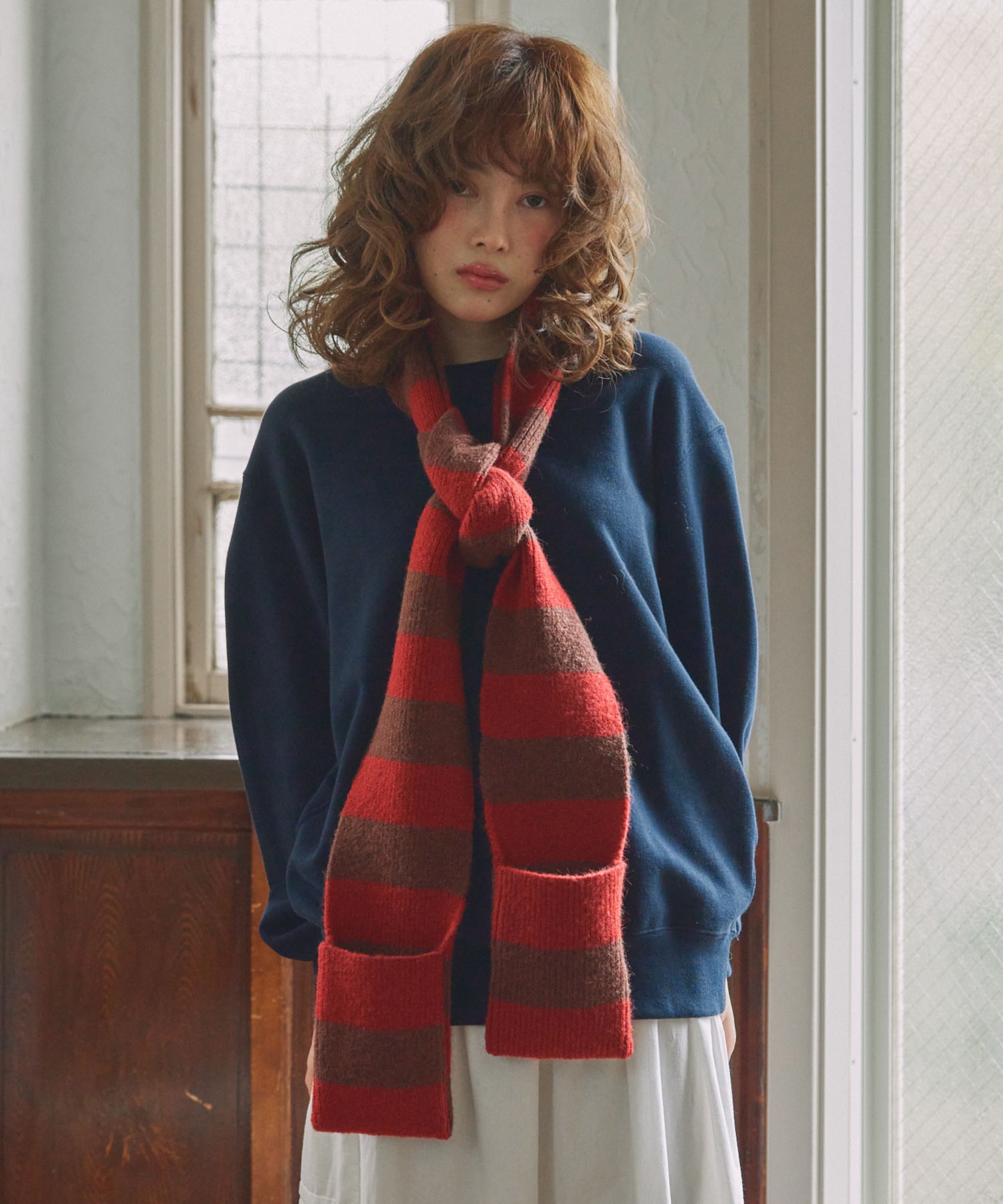 onedayapartment ワンアパ　モヘアマルチボーダーマフラー AMBIDEX Store ○【WEB別注】ネパールハンドニット レールマルチ