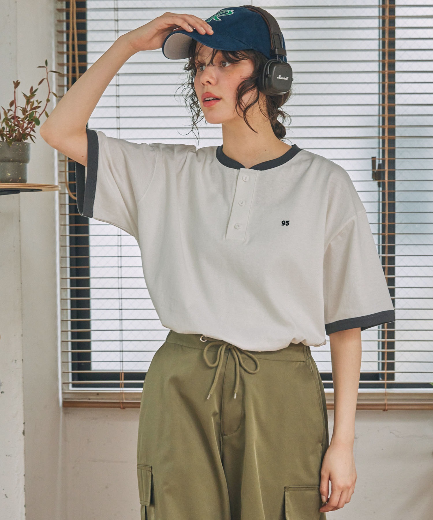 ナンバリング刺繍 ヘンリーネックTシャツ MONO-MART LADY'S│MONO