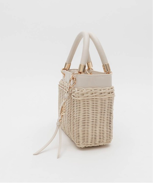 2WAY ラタンスクエアハンドバッグ