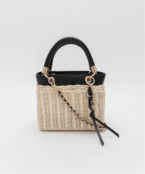 2WAY ラタンスクエアハンドバッグ