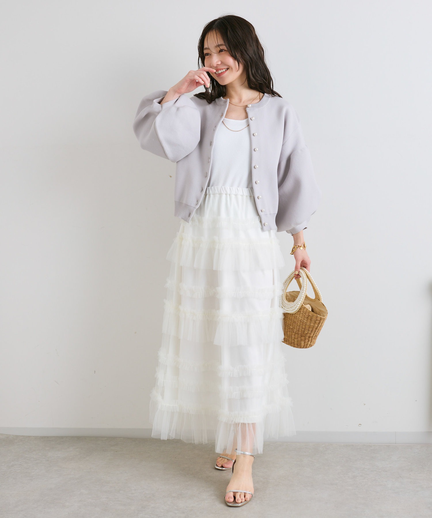 ZOZO限定復刻カラーあり・前後2WAY】パールぽわんとスリーブニット