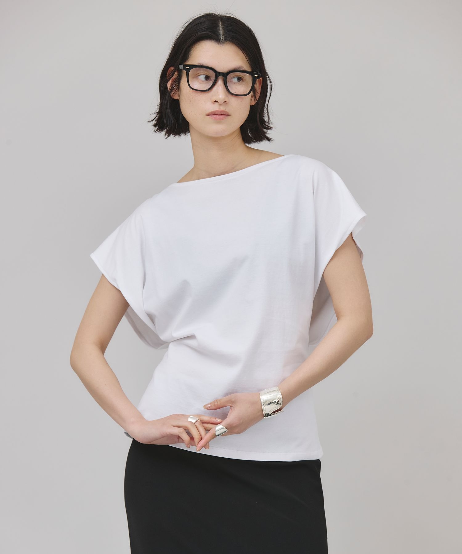 Curensology 2025SS バックシャーリングT ボートネック 美品 Curensology(カレンソロジー)/バックシャーリングTシャツ 【公式通販】