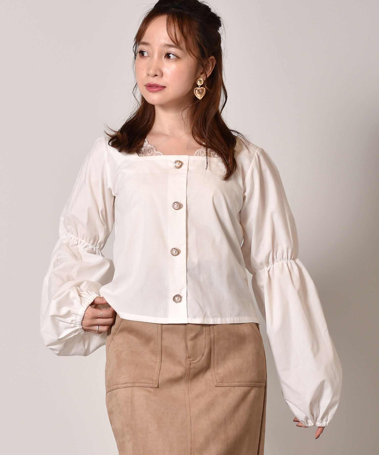 袖ボリュームリボンブラウス Ems Excite Retro Girl Online Store レトロガールオンラインストア