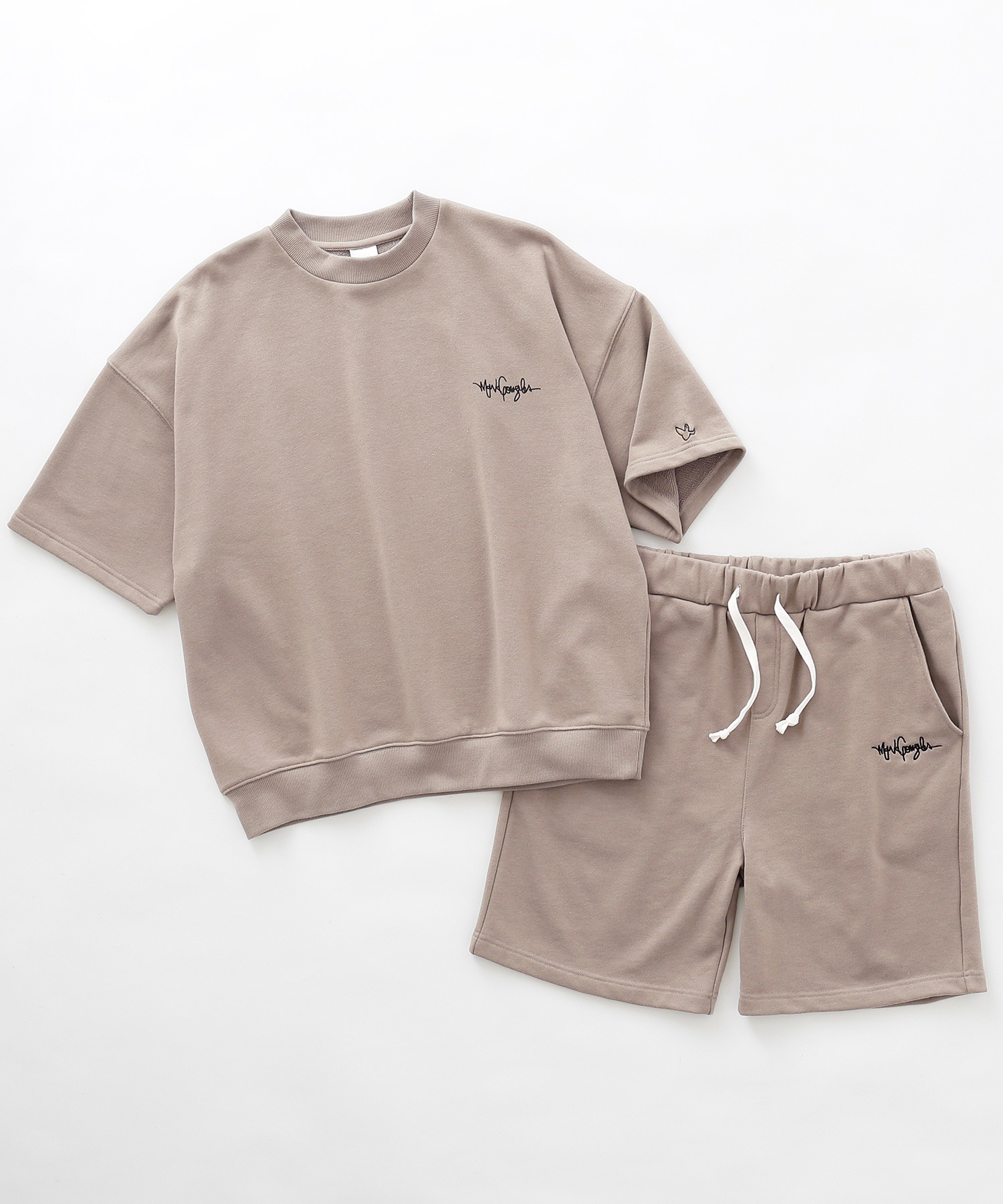 セットアップ Mark Gonzales マークゴンザレス Mono Mart別注 エフォートレス ラウンジセットアップ ロゴ刺繍 オーバーサイズプルオーバー半袖スウェット ハーフスウェットパンツ ワンマイルウェア Mono Mart Mono Mart モノマート 公式オンラインストア
