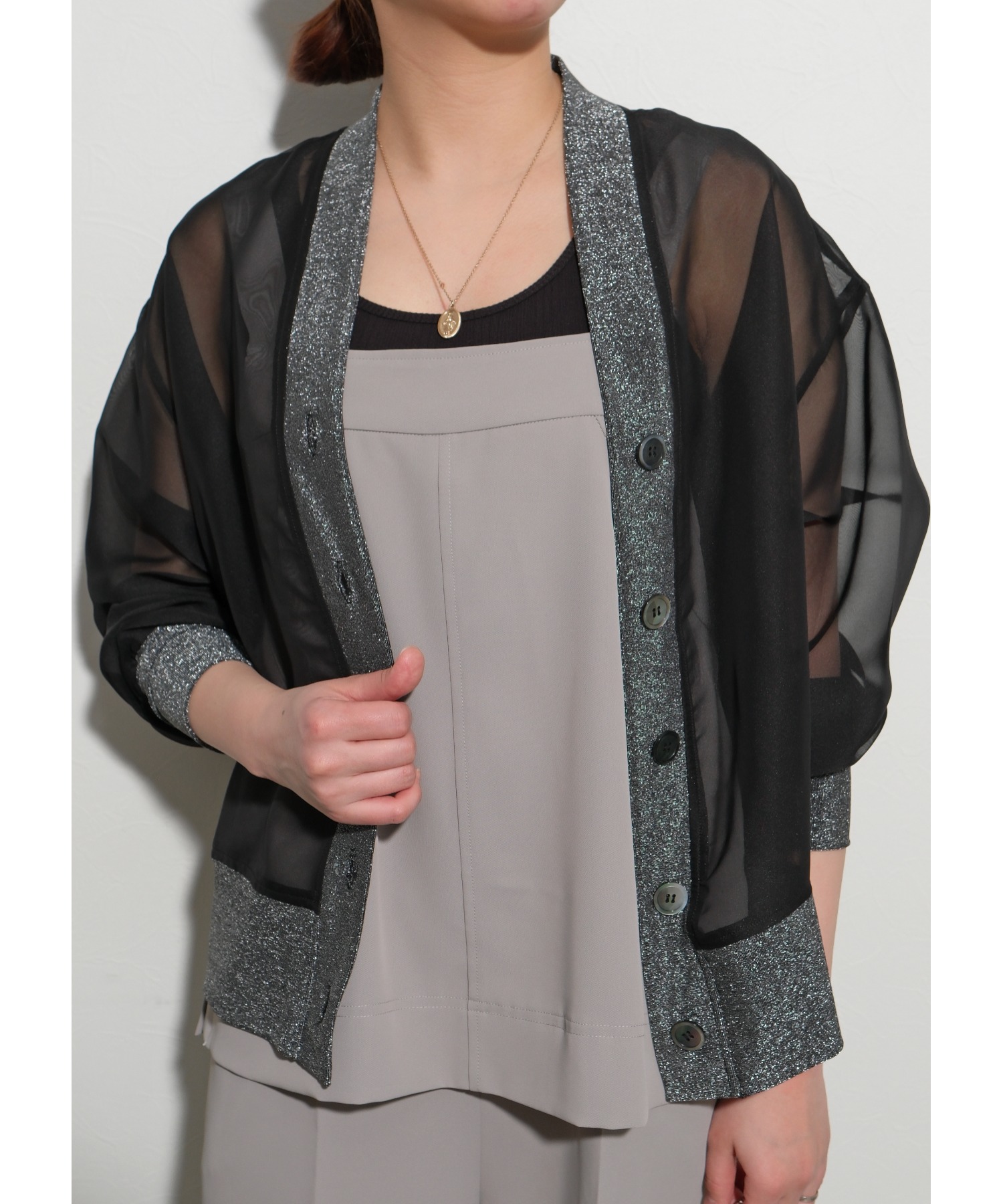 ♡専用♡ジョリーミニョン　オーガンジーカーデガン ライトグレー新品タグ付き ♡専用♡ジョリーミニョン オーガンジーカーデガン ライトグレー新品