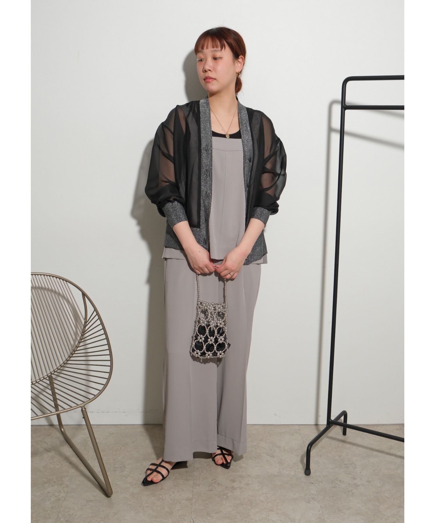 【高品質】 Law Riche│Eimee Palm オーガンジーラメカーデ & 公式 LHELBIE トップス