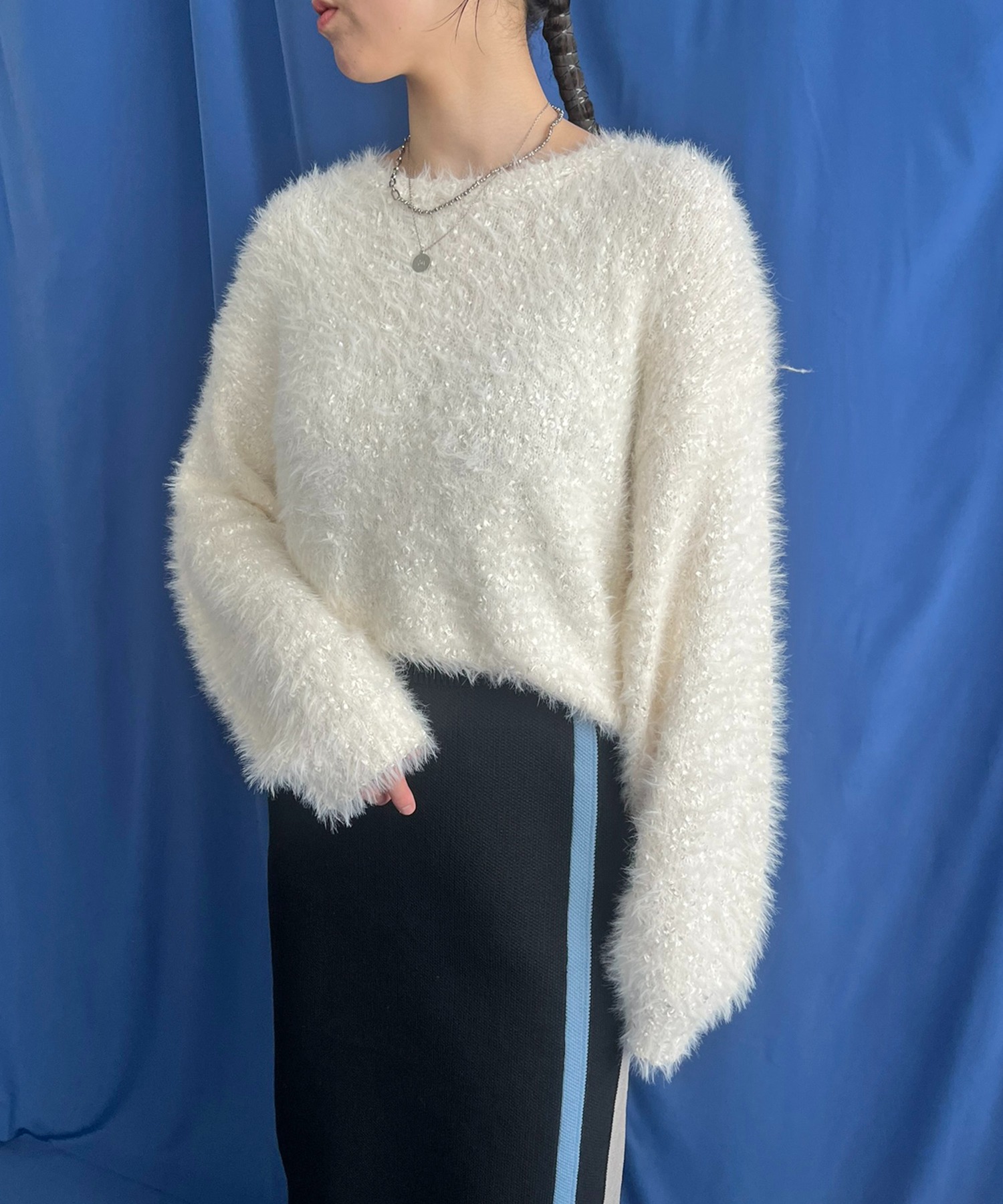 ミックスフェザーニットトップス LHELBIE│Eimee Law & LHELBIE
