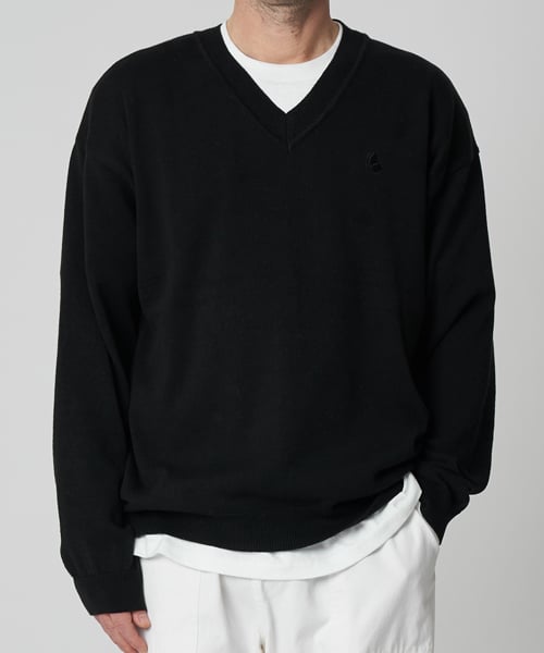 Софт коттон V-neck loose knit (чёрный)