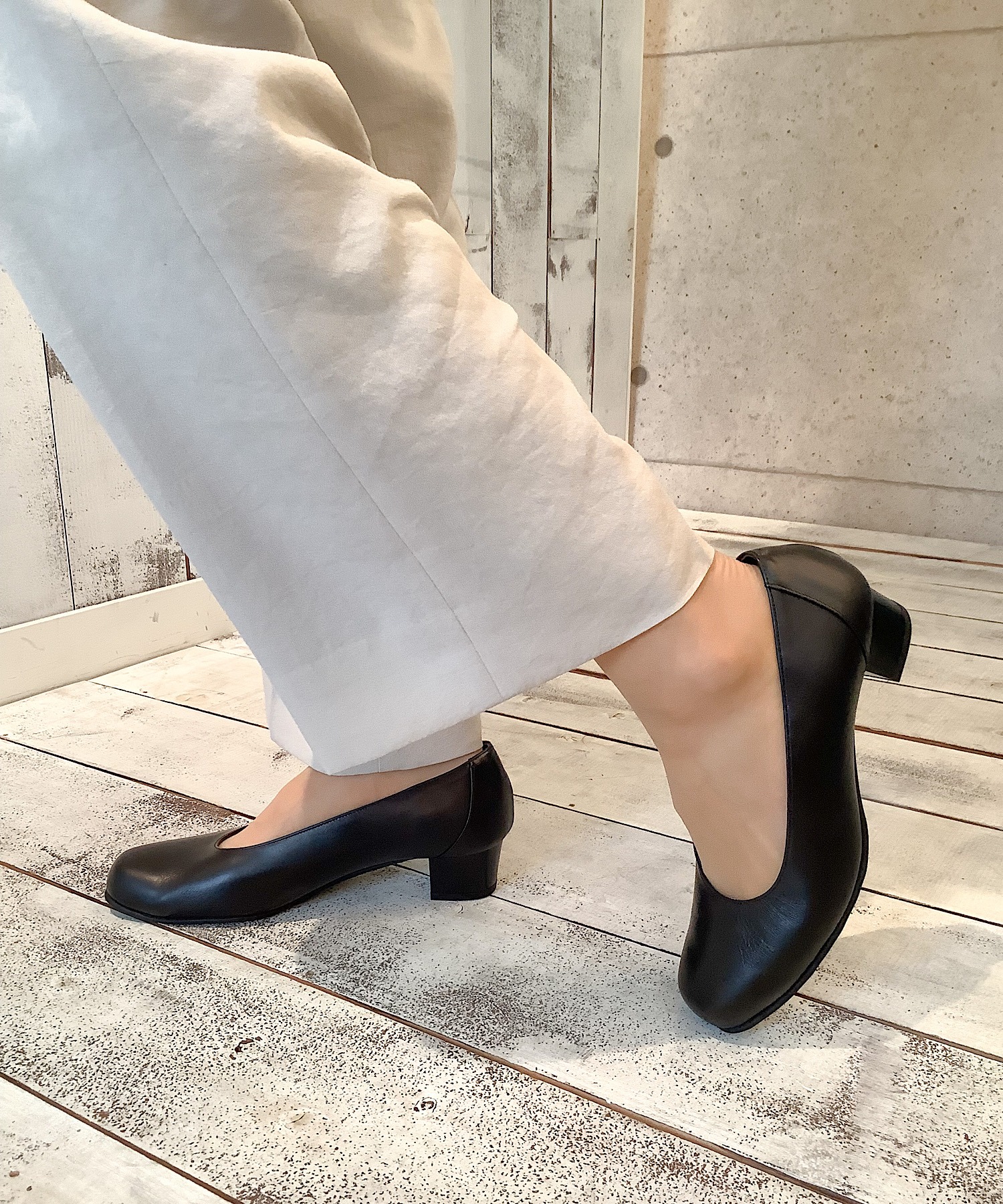 ブランブルー ローヒール 本革23.5 blanc/bleu Blanc/Bleu ブランブルー レディース ストラップ