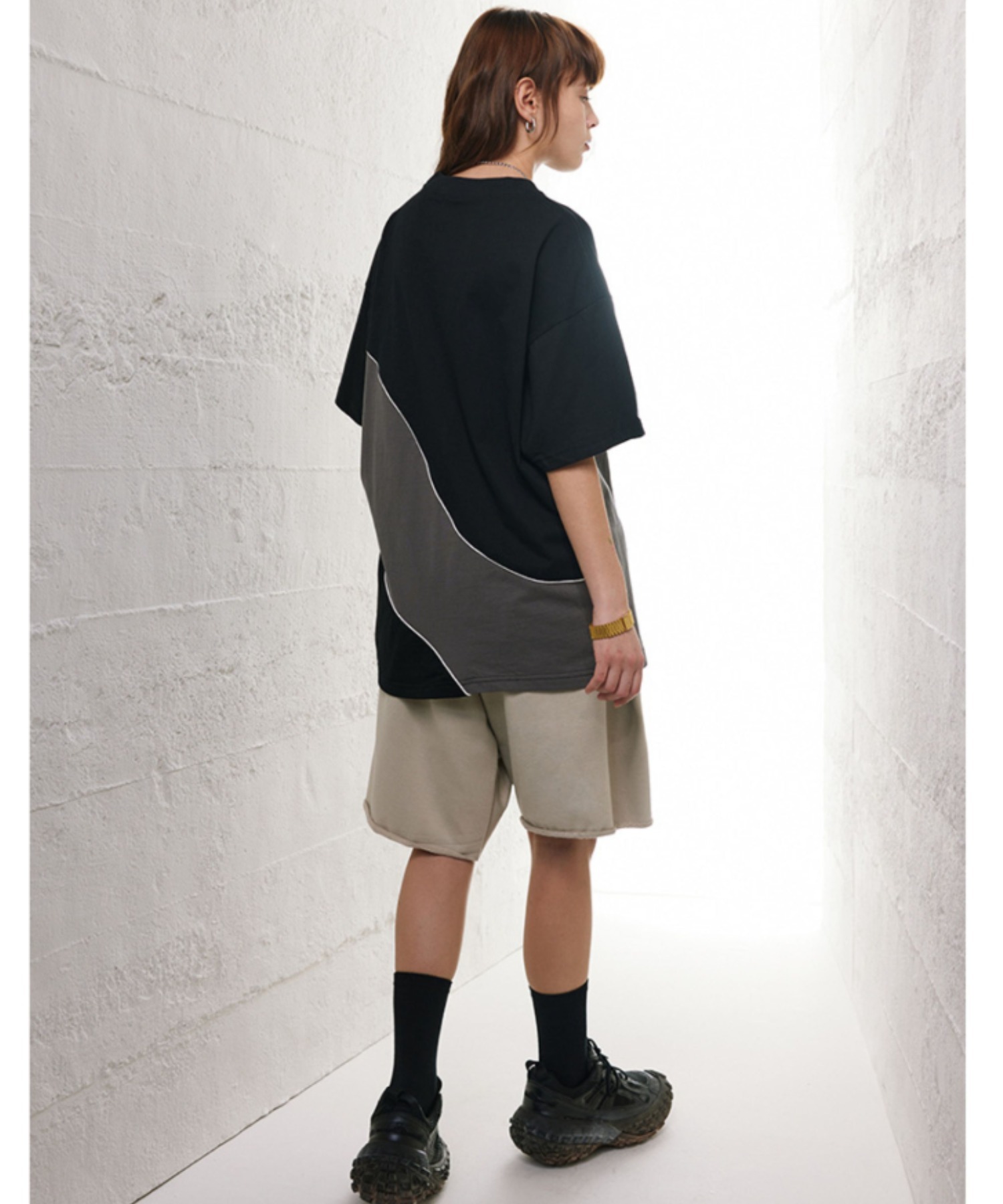 tシャツ A'GEM/9 × .kom「OVDY/オブディワイ」ピグメントデザイン 半袖カットソー レディース メンズ A'GEM/9 × .kom『OVDY/オブディワイ』切替 半袖カットソー