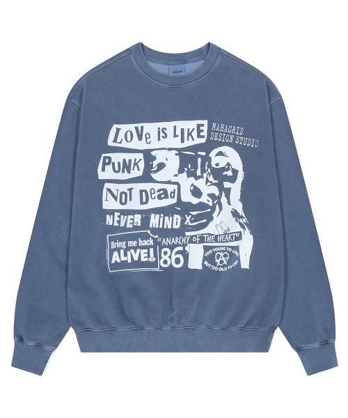 mahagrid/マハグリッド』LOVE PUNK PIGMENT SWEATSHIRT/ラブパンク