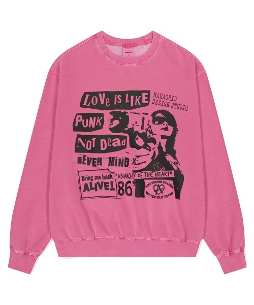 mahagrid/マハグリッド』LOVE PUNK PIGMENT SWEATSHIRT/ラブパンク