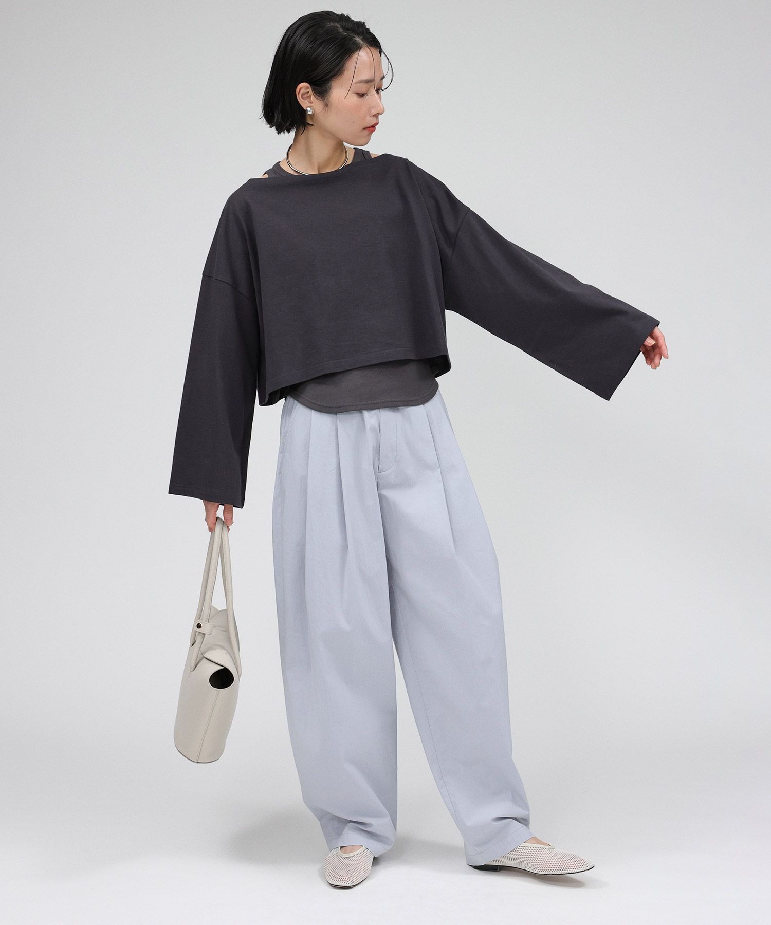 コットンナイロンタックパンツ