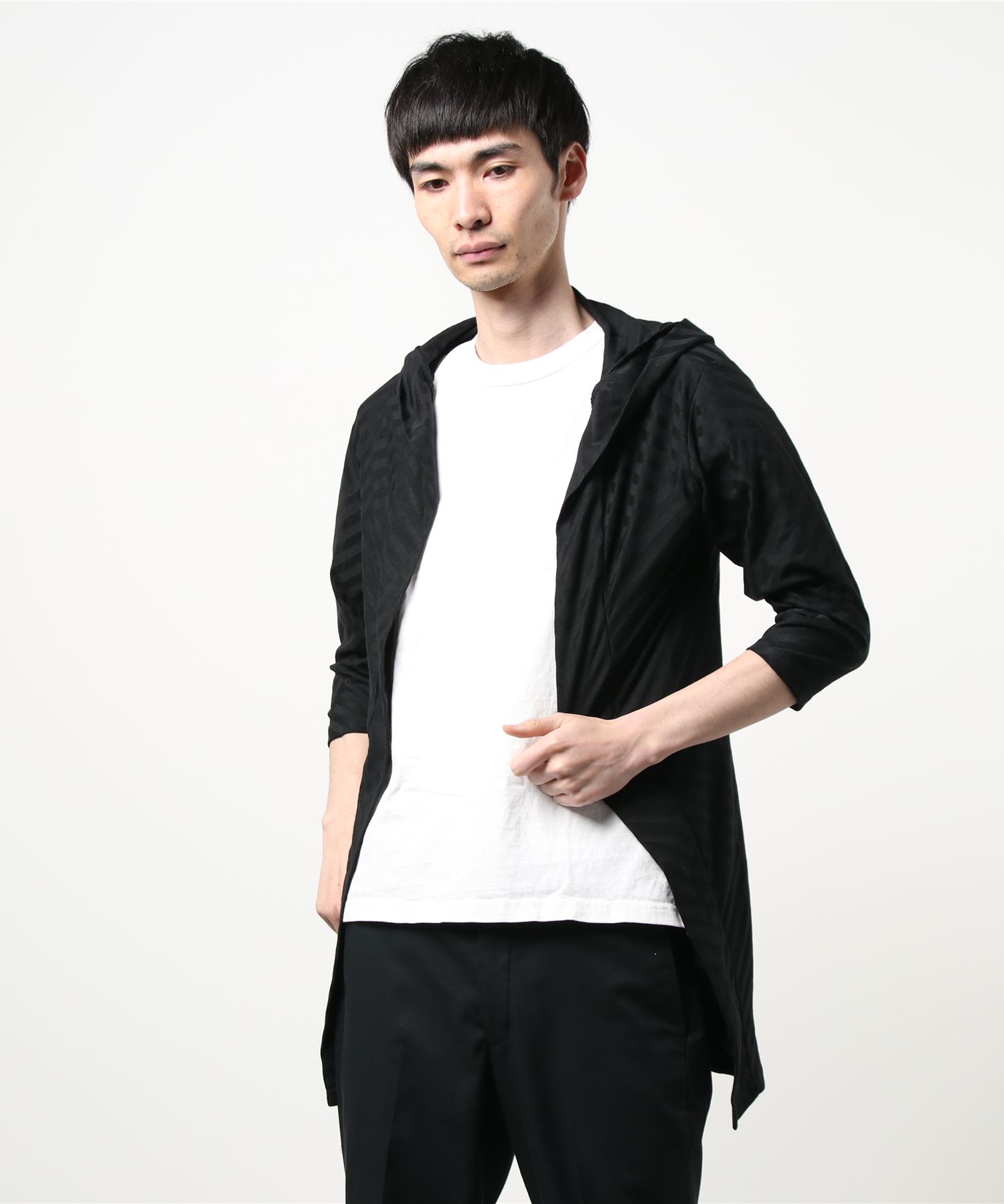 Cercass 夏セール開催中 Bg W フード付きガウン7分袖 バイアス柄