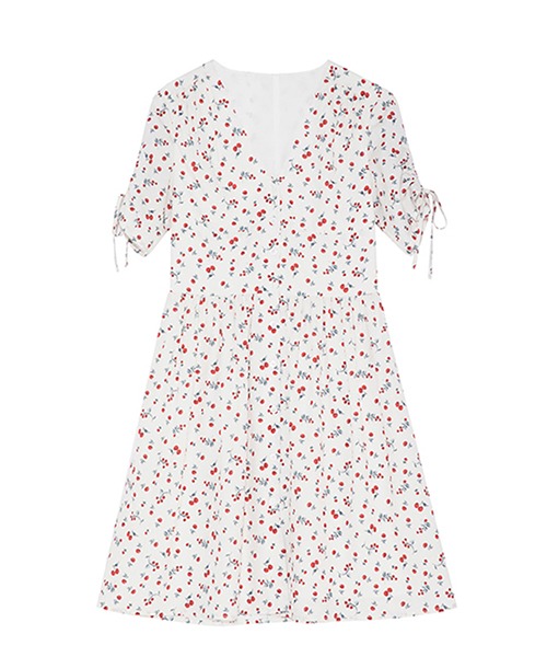 ドローストリングスリーブチェリーミニワンピース FX23L058【Fano