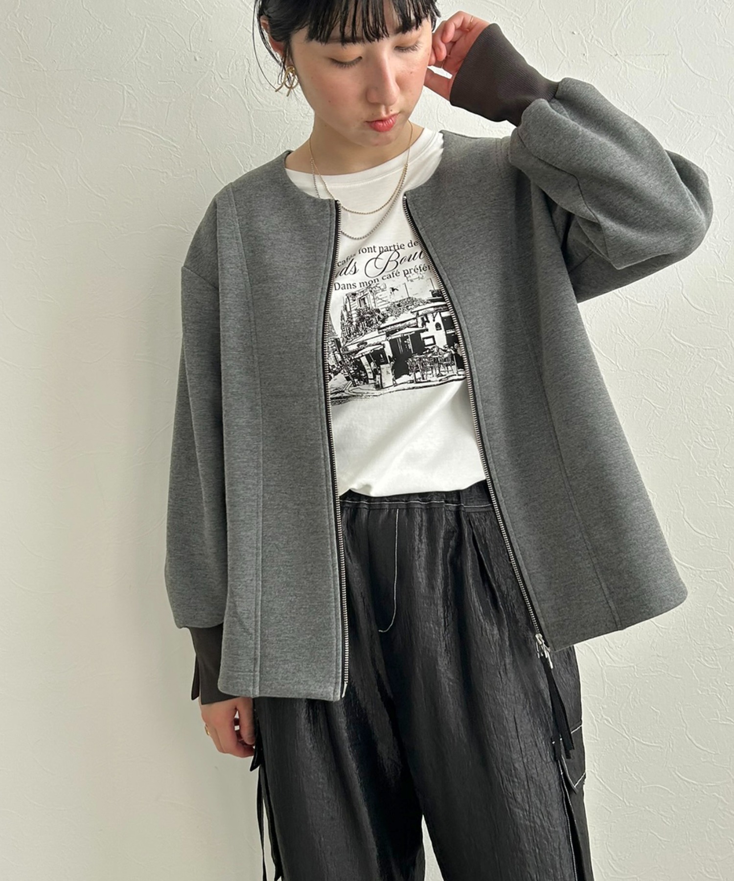 ダブルジップダンボールカーディガン LHELBIE│Eimee Law & LHELBIE