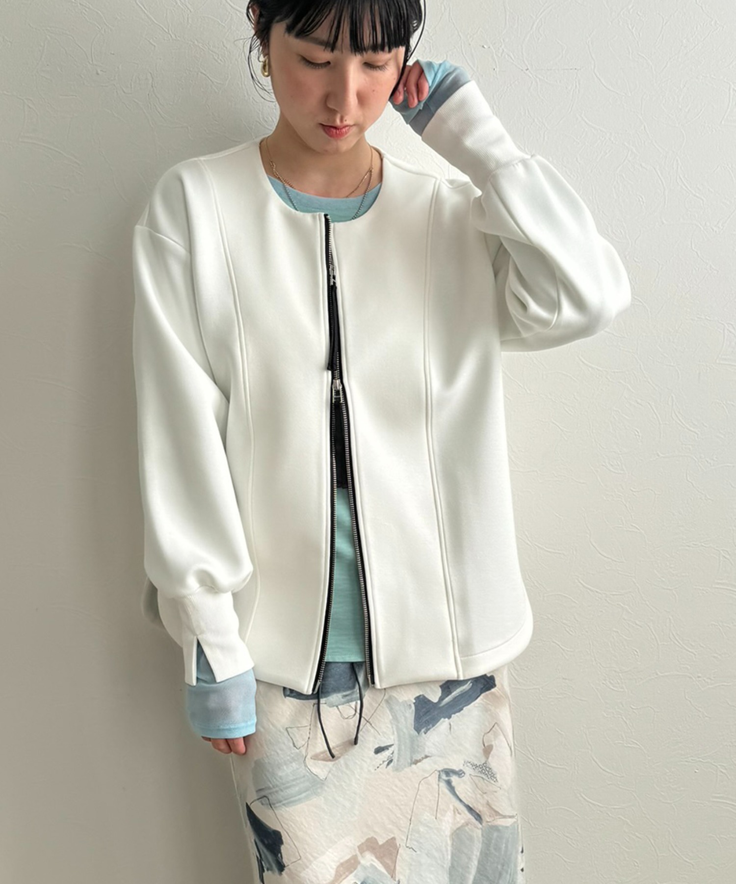 ダブルジップダンボールカーディガン LHELBIE│Eimee Law & LHELBIE