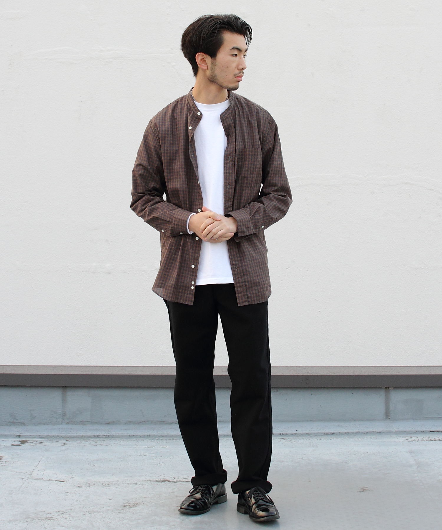 Sale 公式通販 Gymphlex ジムフレックス バンドカラーシャツ Band Collar Shirt メンズ J 1352ecp 流行に Wellpict Com