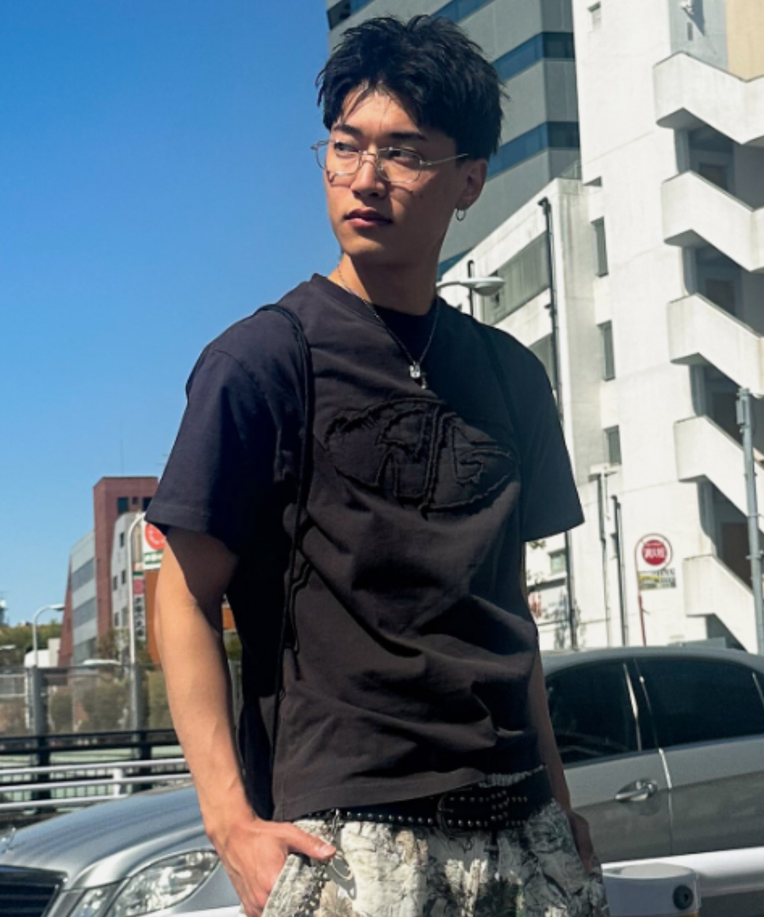 A'GEM/9 × .kom 『A'gem/エージェム』加工ｱｯﾌﾟﾘｹ半袖Tシャツ A'gem│A