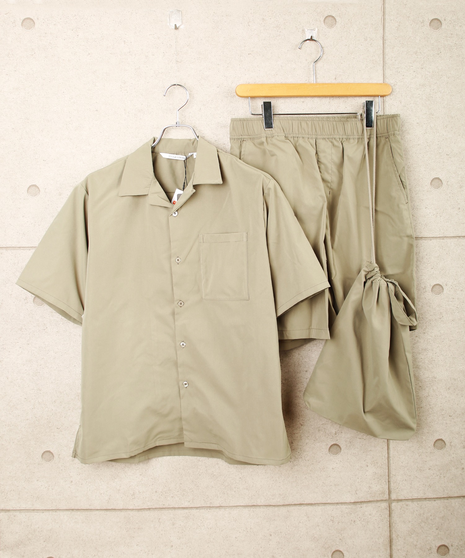 贅沢屋の WESTSEA3点セット 半袖開襟シャツ 55％以上節約 ショートパンツ 収納バッグ セットアップ