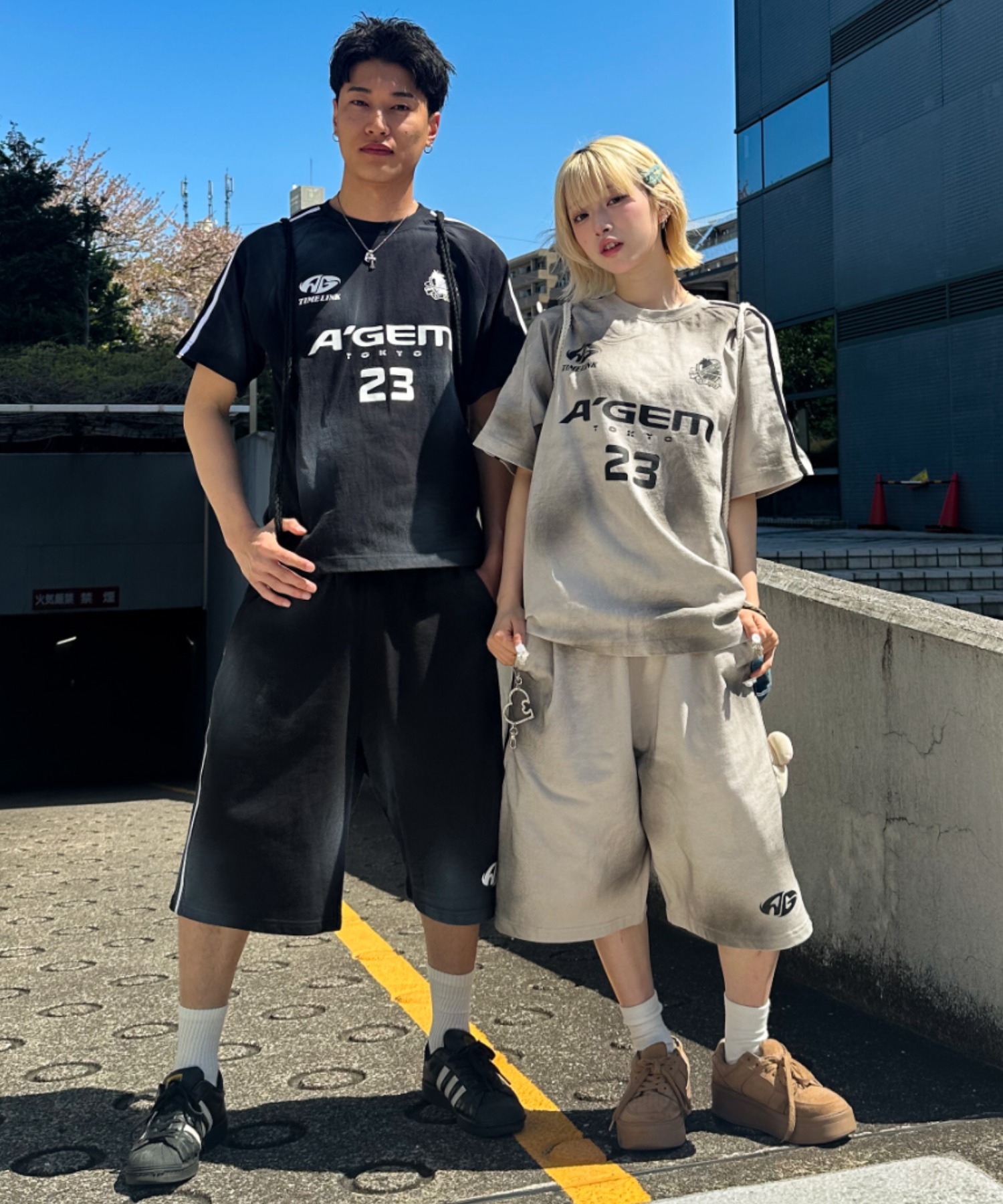 A'GEM/9 × .kom 『A'gem/エージェム』 ラインスウェットパンツ A