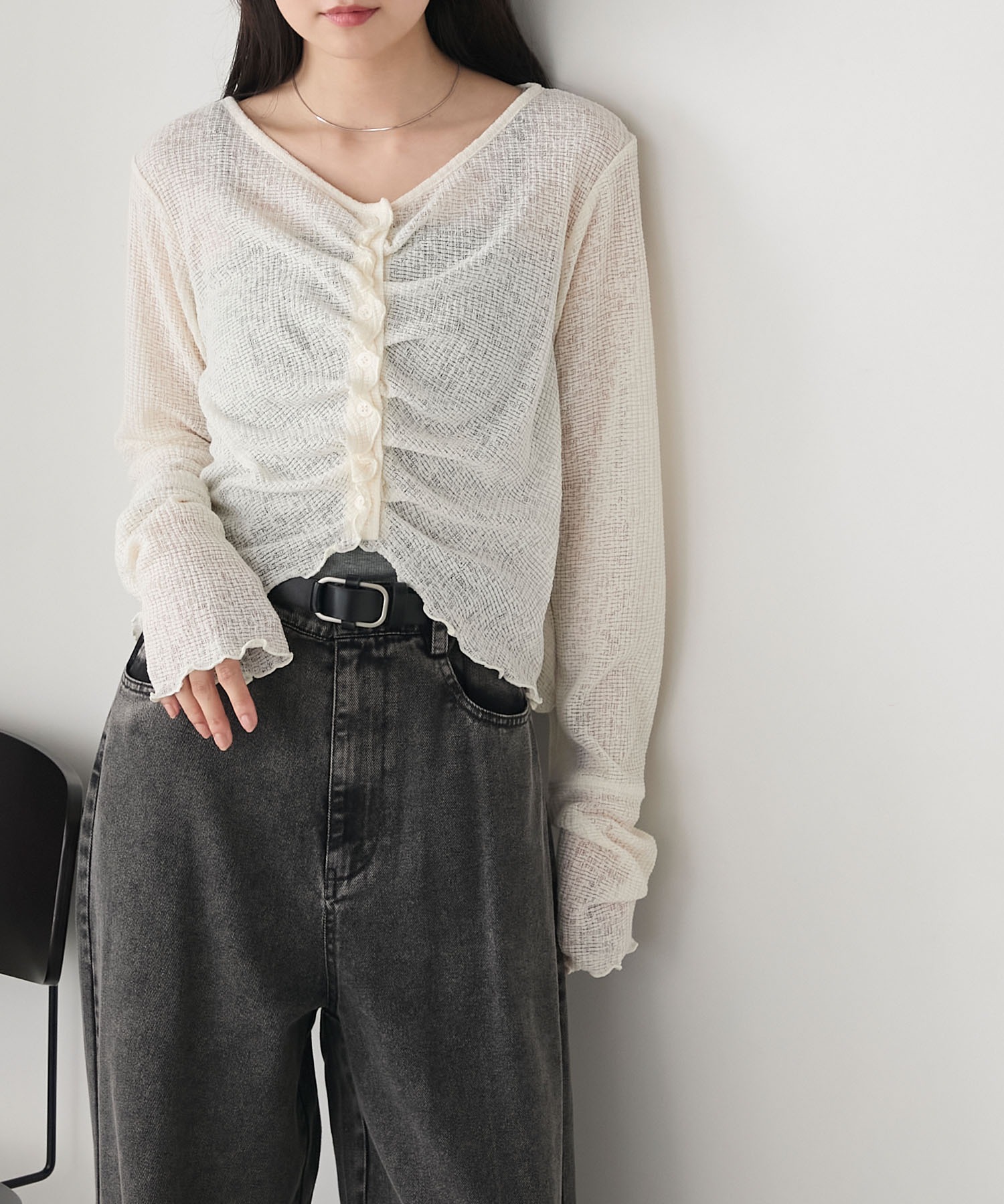 forksy.】シアーワッフルタックボタンカーディガン forksy.│MONO-MART