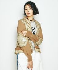 ADIOS TM プリント ナイロンスクラッチ フリルブルゾン