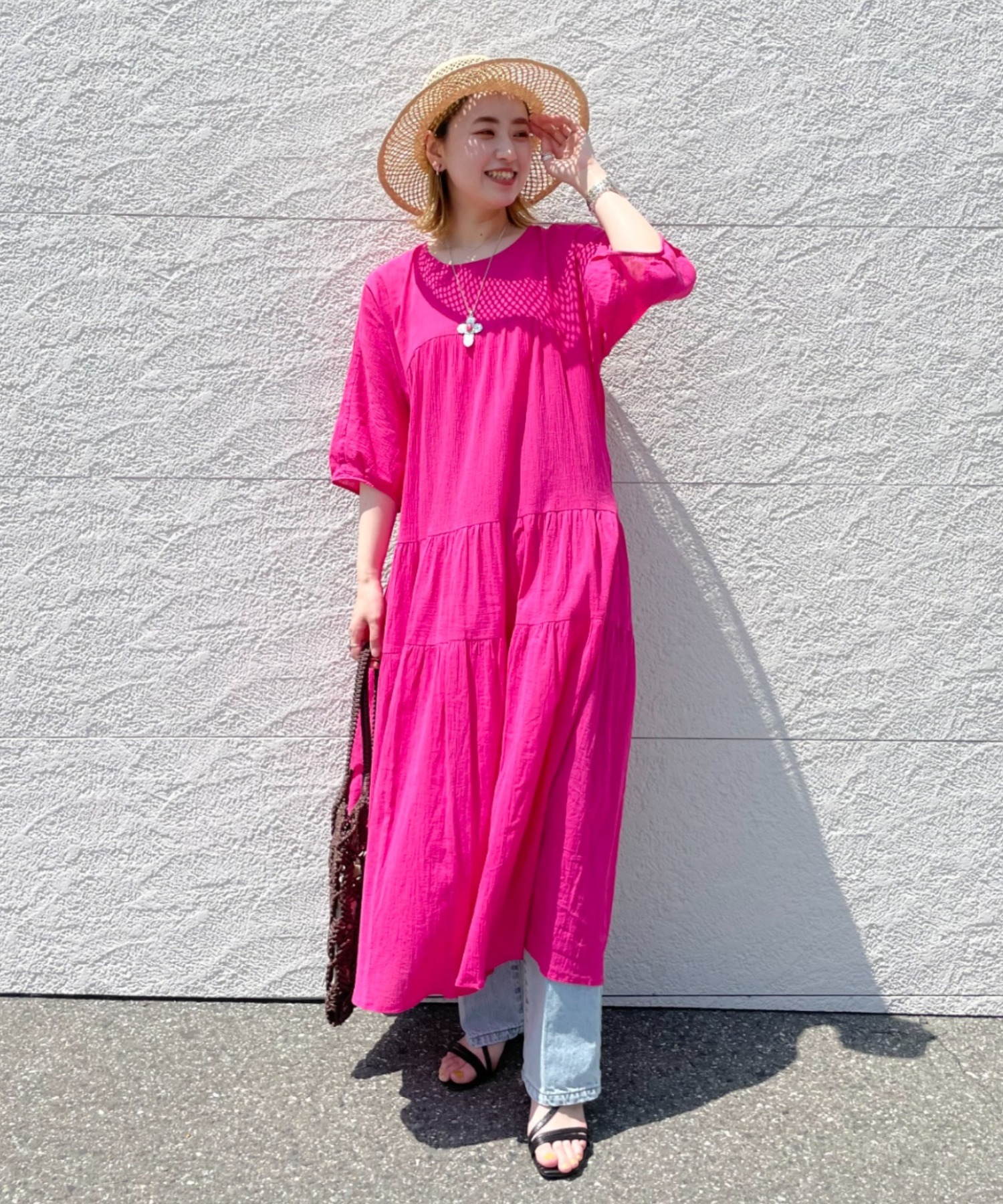 通販 激安 バックオープンティアードワンピース