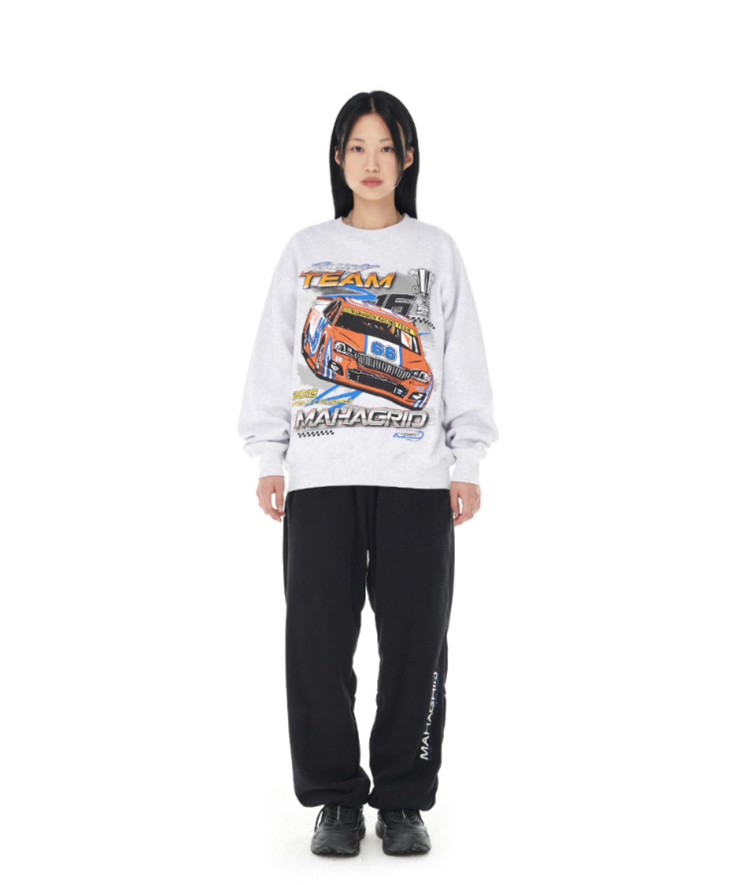 トレーナー スウェット 「mahagrid/マハグリッド」W.C.S RACING TEAM SWEATSHIRT/レーシングデザイン スウェットシャ W.C.S RACING TEAM SWEATSHIRT[LIGHT GREY] - MAHAGRID