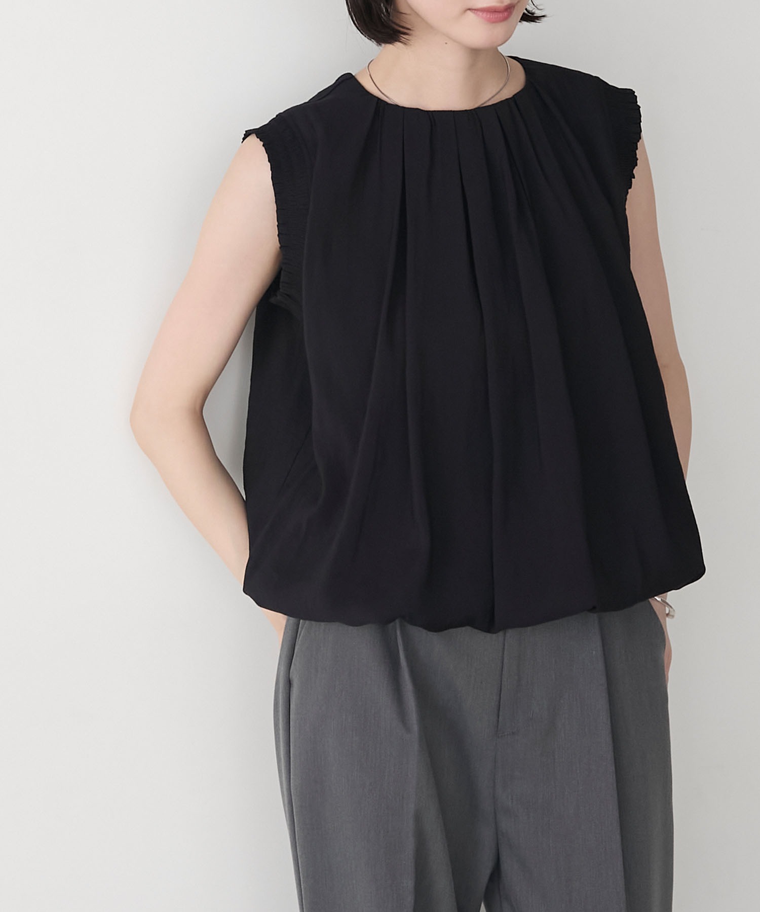 PLAIN PEOPLE 　チュニック　バルーンブラウス　ノースリーブ PLAIN PEOPLE(プレインピープル)｜カットテープジャガード