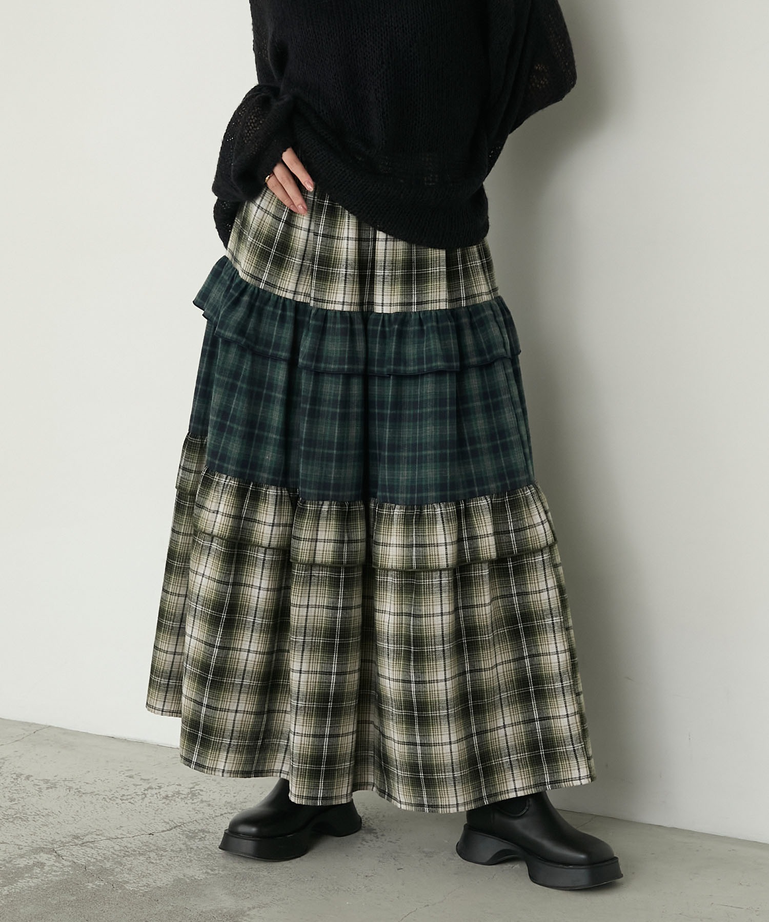 forksy.】ネルチェックティアードメロースカート forksy.│MONO-MART