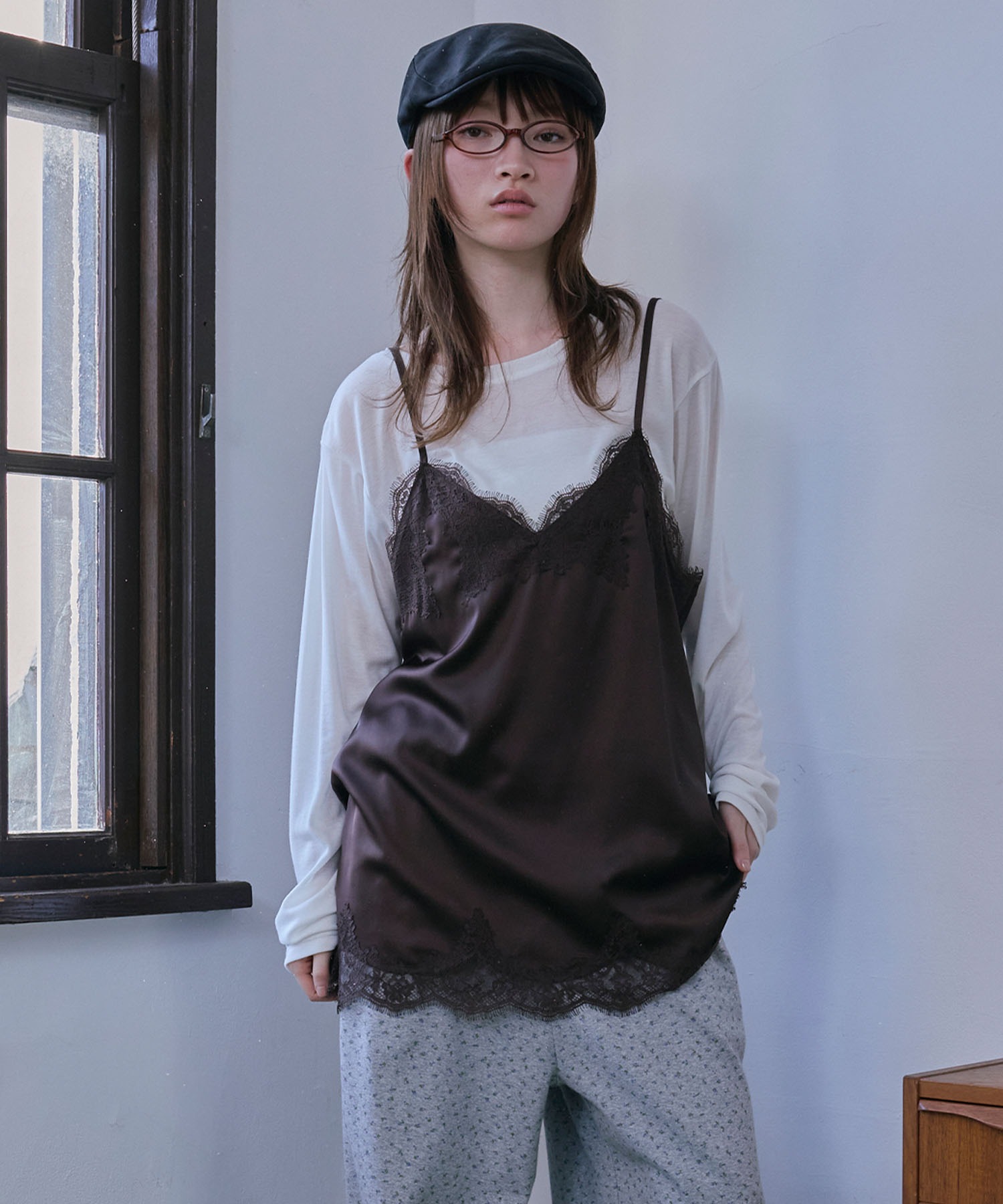 Unblend】マットサテン レース キャミソールチュニック Unblend│MONO
