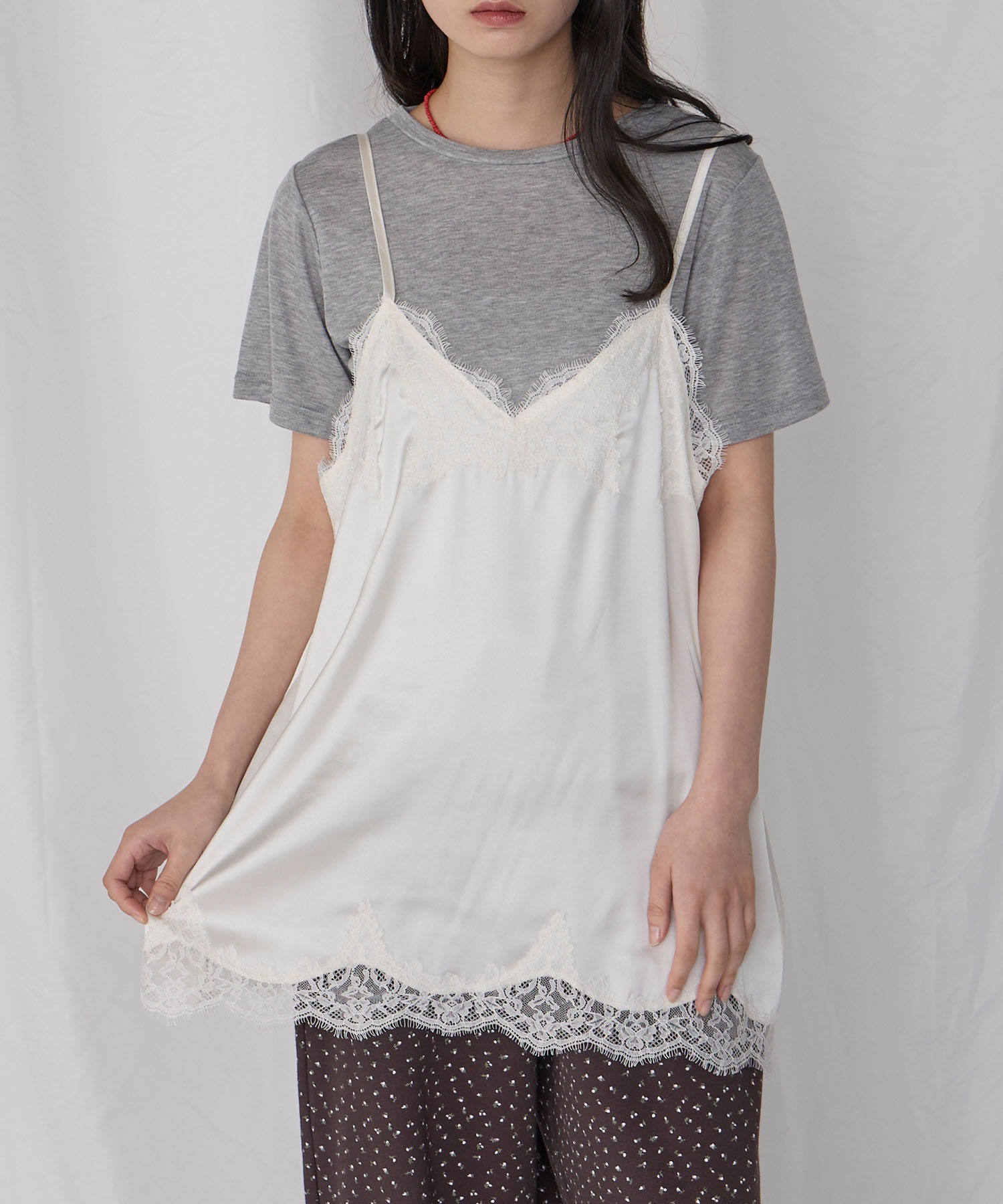 Unblendマットサテン レース キャミソールチュニック Unblend│MONO