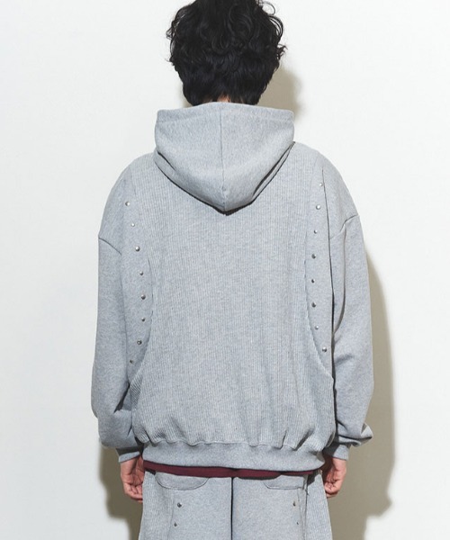 ★CRANK★SOFT STITCH HOODIE_WHITE★正規品/韓国直送料込/人気 A'GEM/9 × .kom 『NASTY KICK/ナスティー キック』Waffle Stud