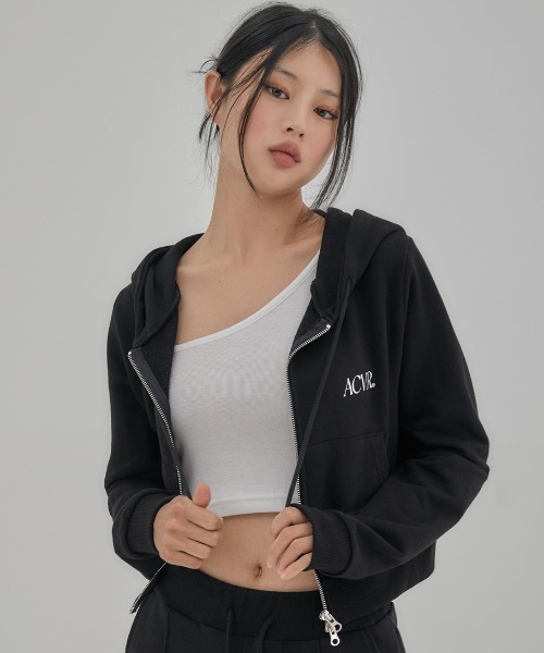 パーカー A'GEM/9 × .kom「ACOVER/オコボ」Crop Two-Way Zip-up Hoodie/クロップ２WYAジップアップパーカ A'GEM/9 × .kom『ACOVER/オコボ』Crop Two-Way Zip-up Hoodie