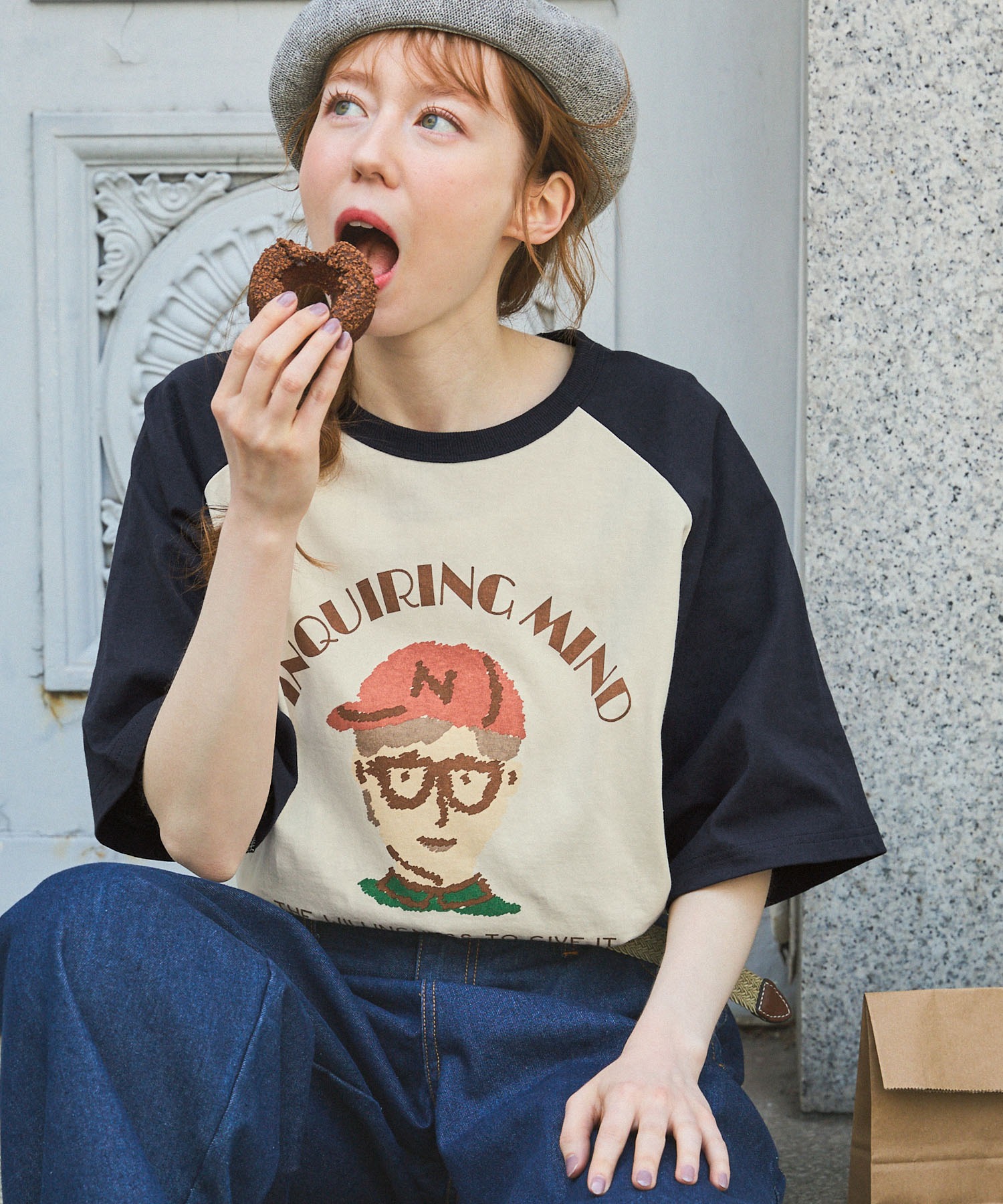 BOYプリント半袖ラグランTシャツ MONO-MART LADY