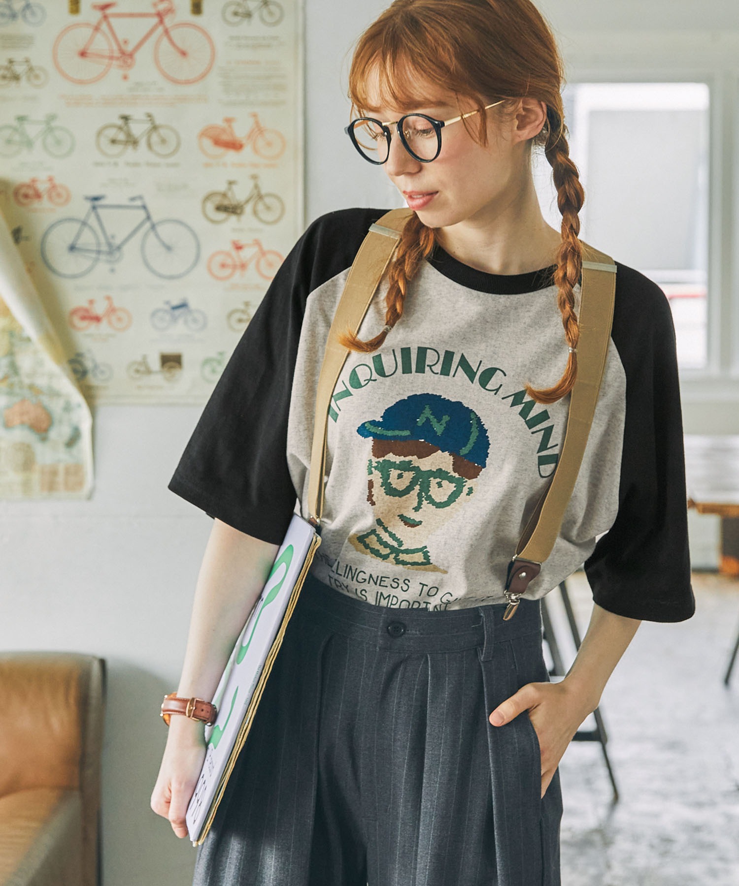 BOYプリント半袖ラグランTシャツ MONO-MART LADY