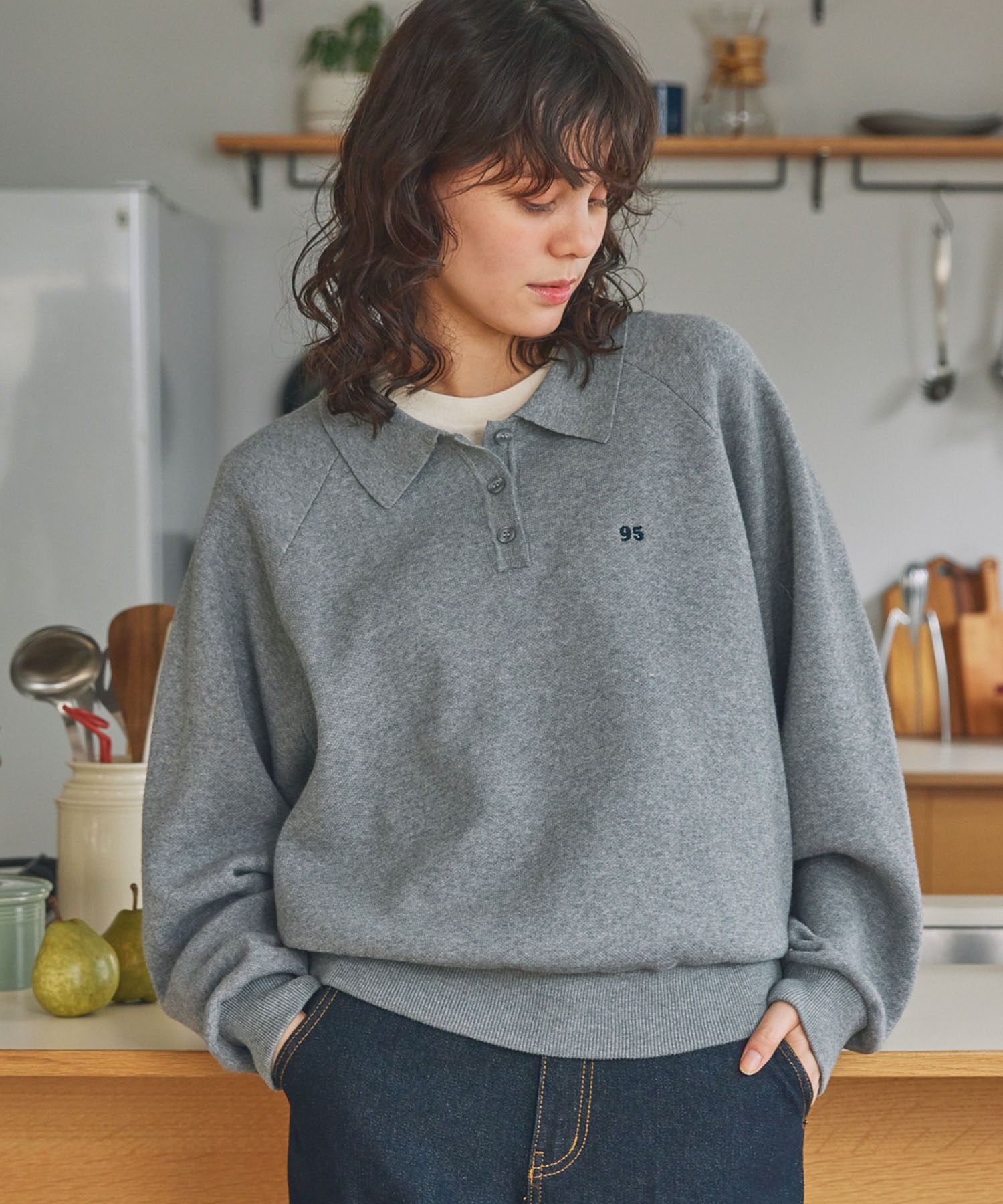 旧タグ　malo ヴィンテージ　カシミヤ　シルク　ニットポロシャツ　ナス紺 easychic(イージーシック) vintage wear & accessory | ナス紺の