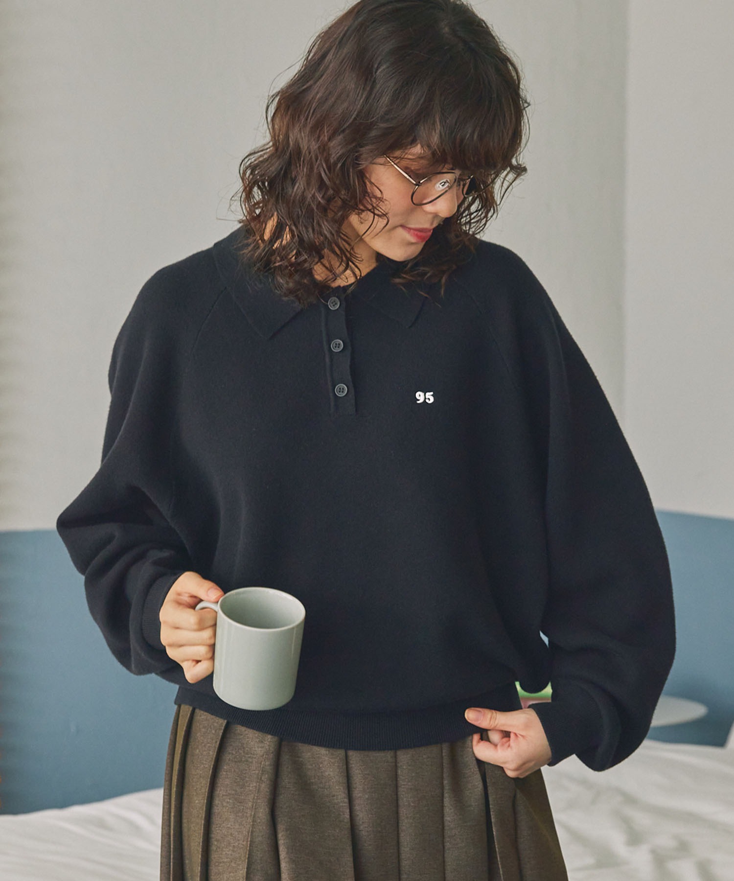 旧タグ　malo ヴィンテージ　カシミヤ　シルク　ニットポロシャツ　ナス紺 旧タグ malo ヴィンテージ カシミヤ シルク ニットポロシャツ ナス紺