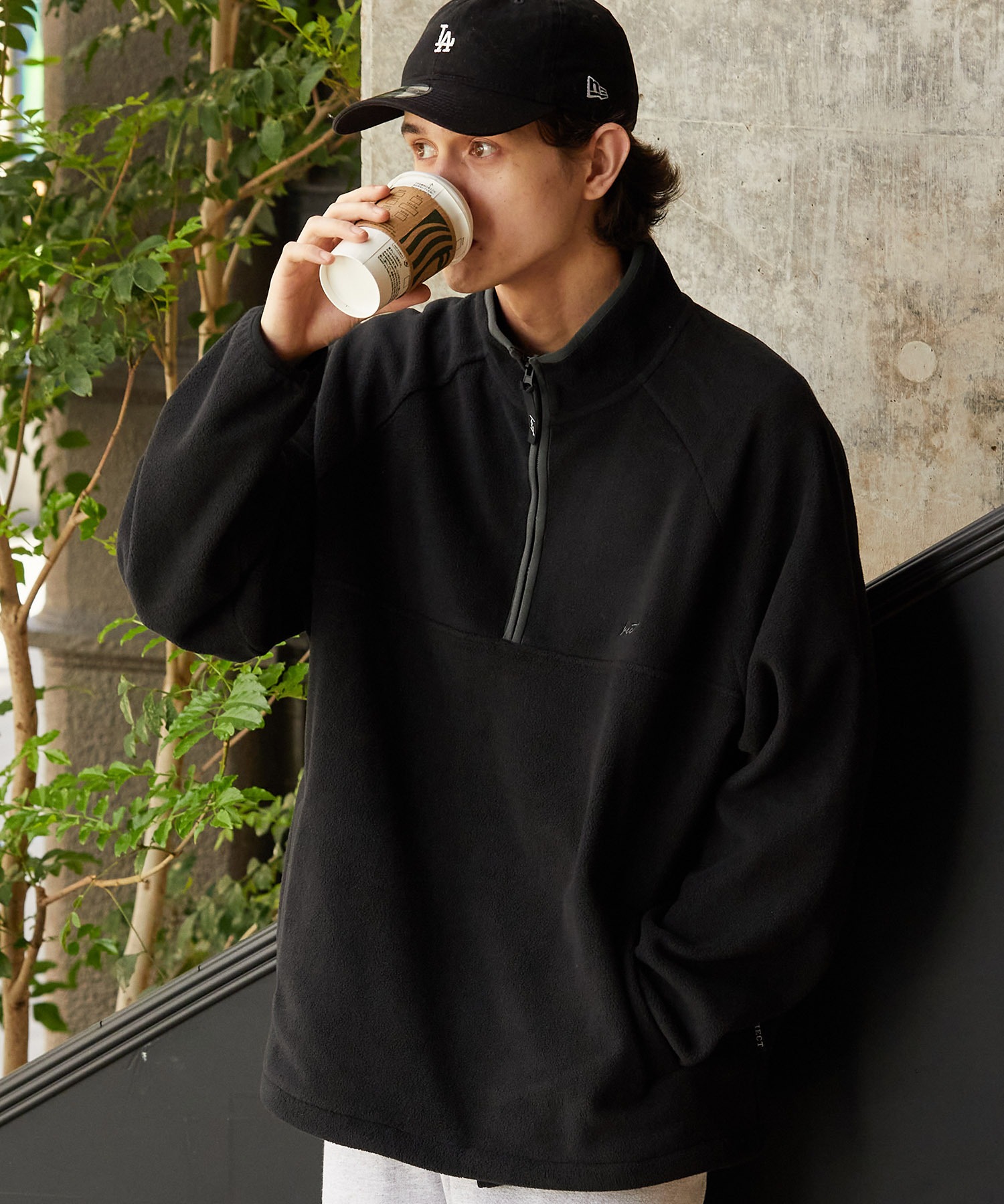 【HECT】Half Zip Big Fleece / オーバーサイズハーフジップ配色フリースプルオーバー