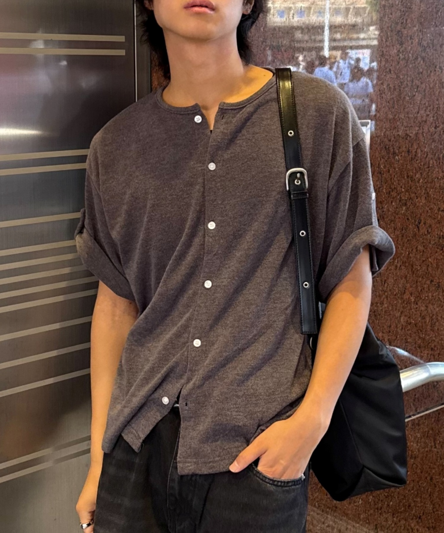 Roll up sleeve button t‑shirt (4 цвета) — футболка с отворотами и пуговицами (Chikashitsu+)