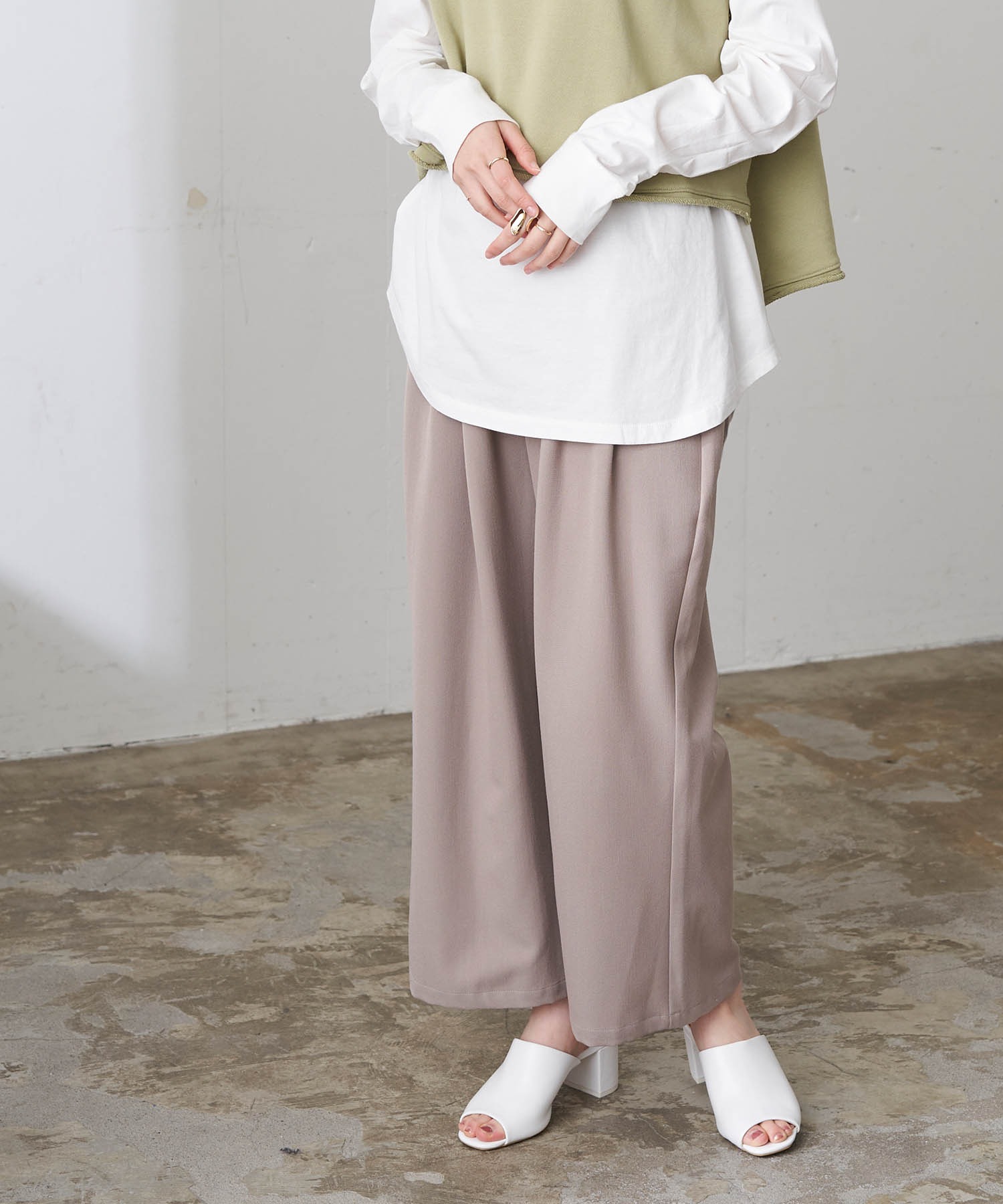 ウエストゴムレーヨン混trストレッチスーツ地リラックスワイドパンツ Chaco Closet Chaco Closet チャコクローゼット 公式オンラインストア