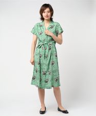 RUMBLERS総柄 半袖ロングワンピース