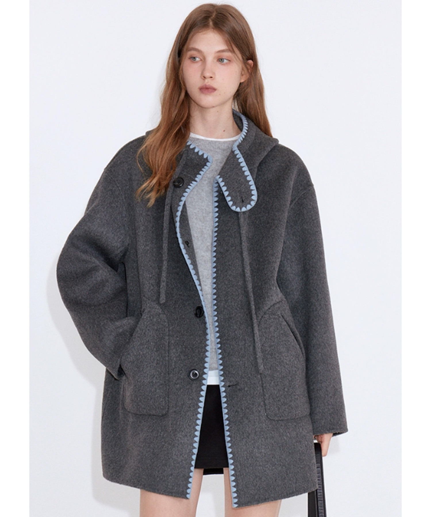 ウエーブステッチ ウールミドル丈フードコート FD25W155【Fano Studios