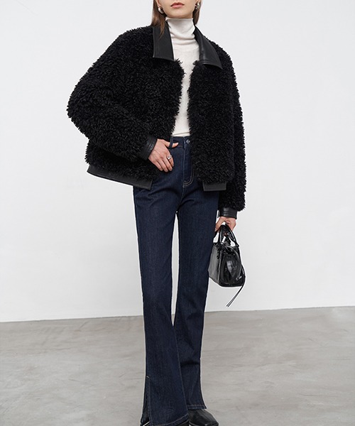 Fano Studios】poodle fur leather blouson FD20W149-ファッション通販