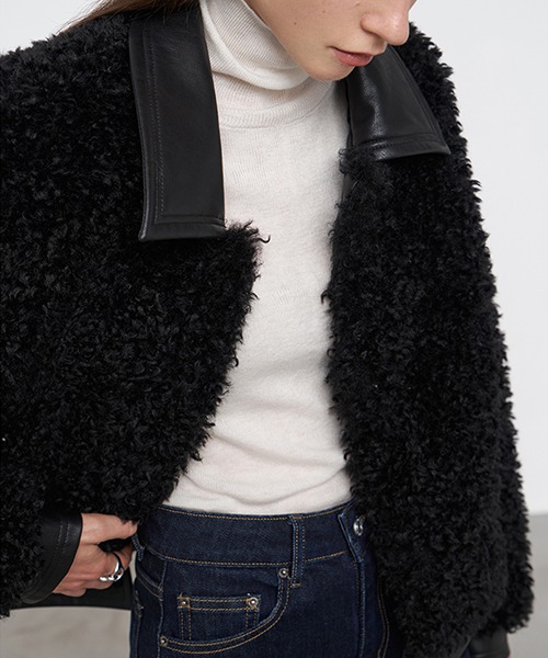 Fano Studios】poodle fur leather blouson FD20W149-ファッション通販