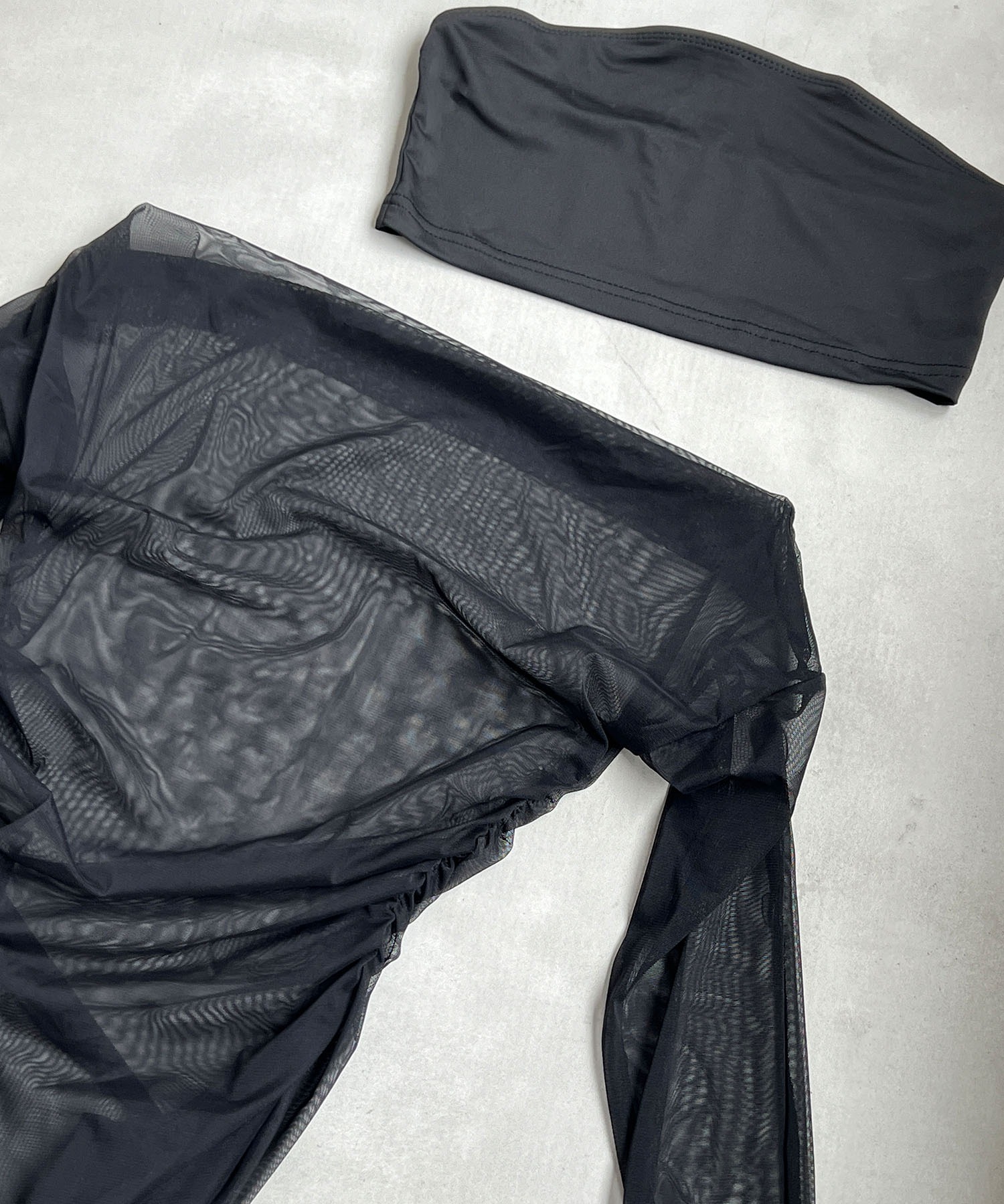 セール】LAYERED SHEER GATHER TOPS/レイヤードシアーギャザー