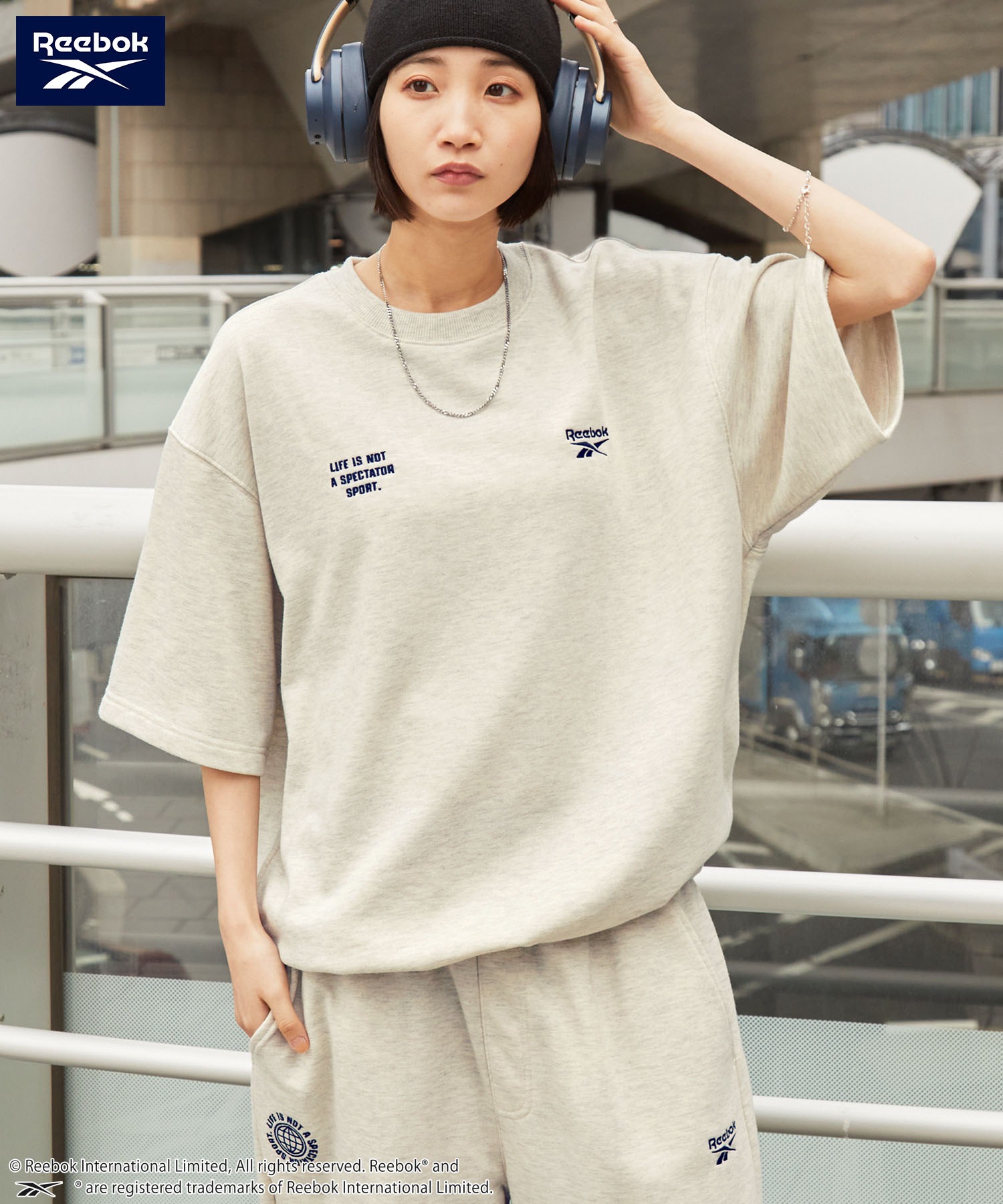 Reebok/リーボック 別注 セットアップ ダブルロゴ刺繍 ドロスト