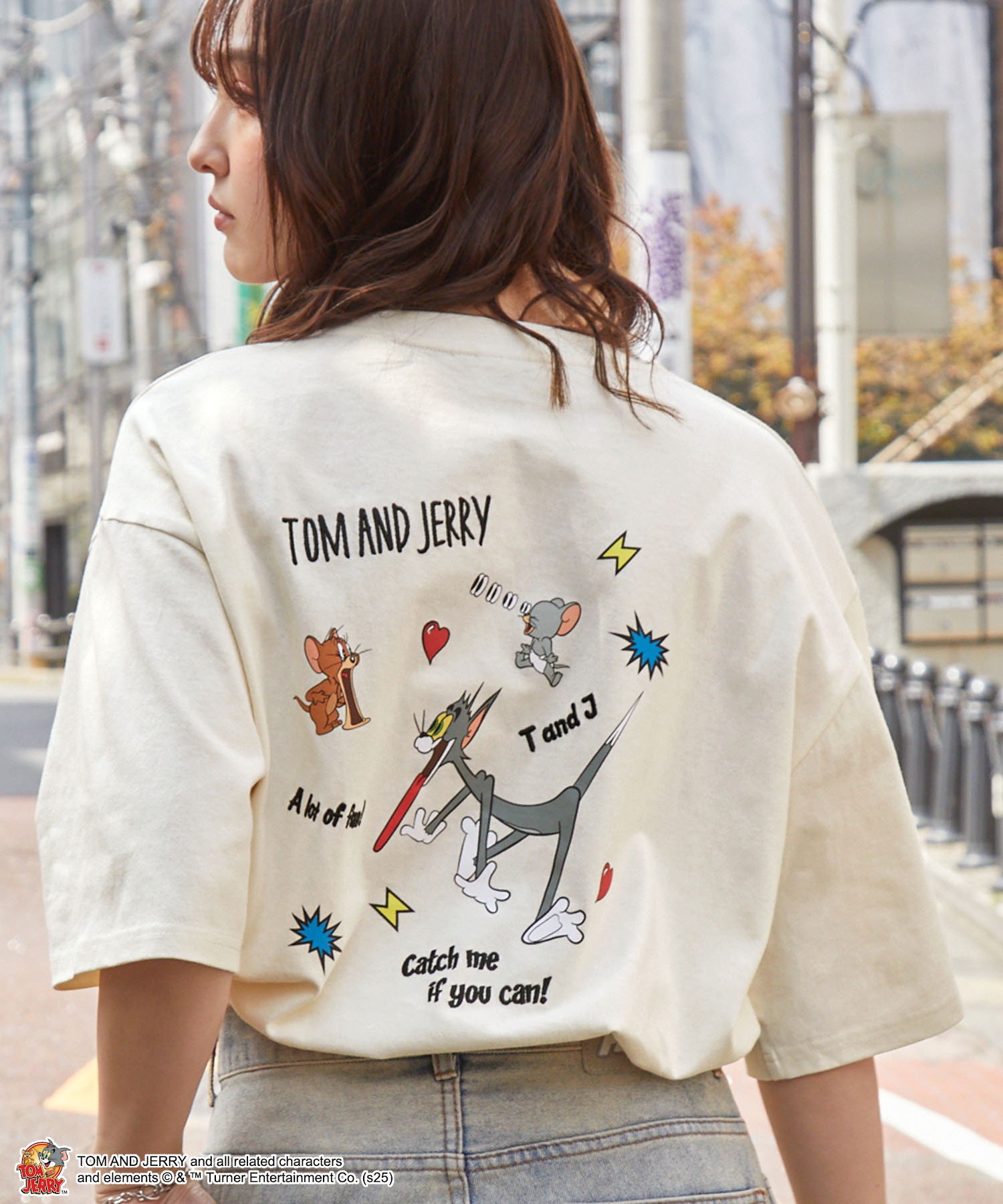 トム TOM and JERRY】別注 トムとジェリー グラフィック刺繍半袖T